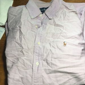 Purple polo button down oxford cloth dress shirt